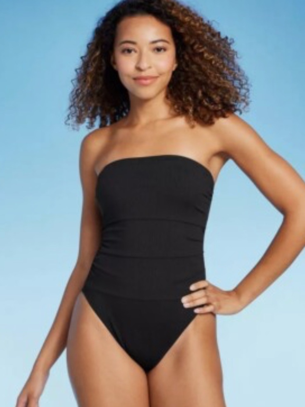 Shade & Shore Black Strapless One-Piece Swim